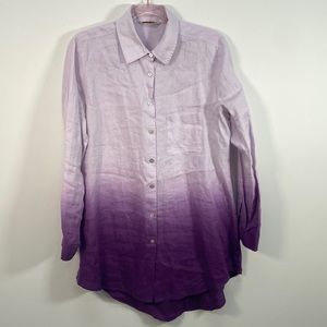 Soft Surroundings Lavender to Deep Purple Ombre Button-Down Shirt